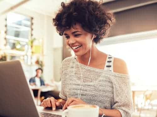 woman happy to be working
