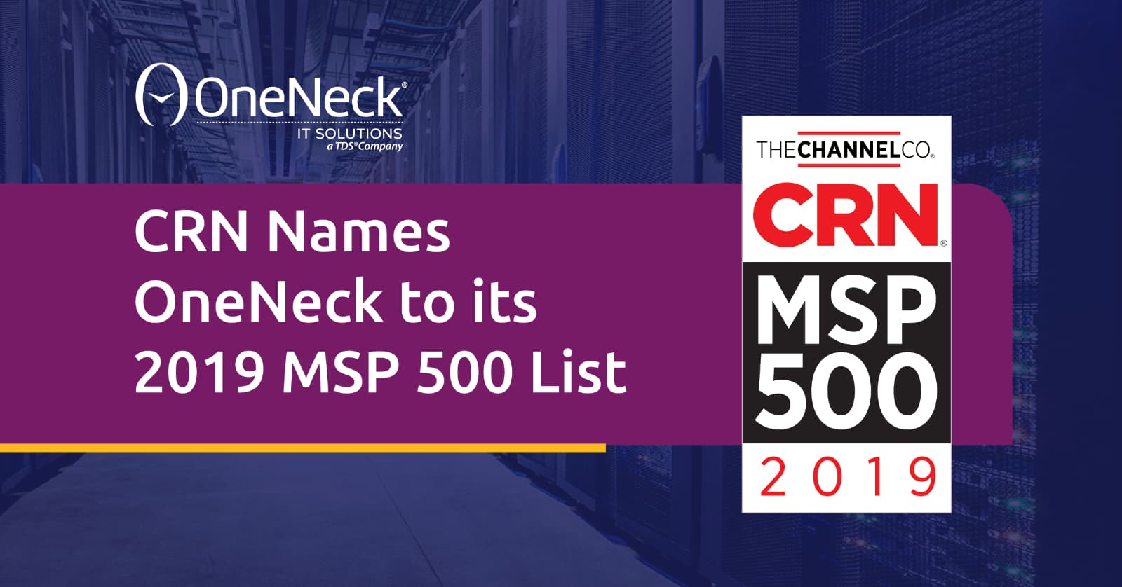 CRN Names OneNeck to its 2019 MSP 500 List