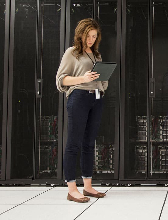 woman standing in data center