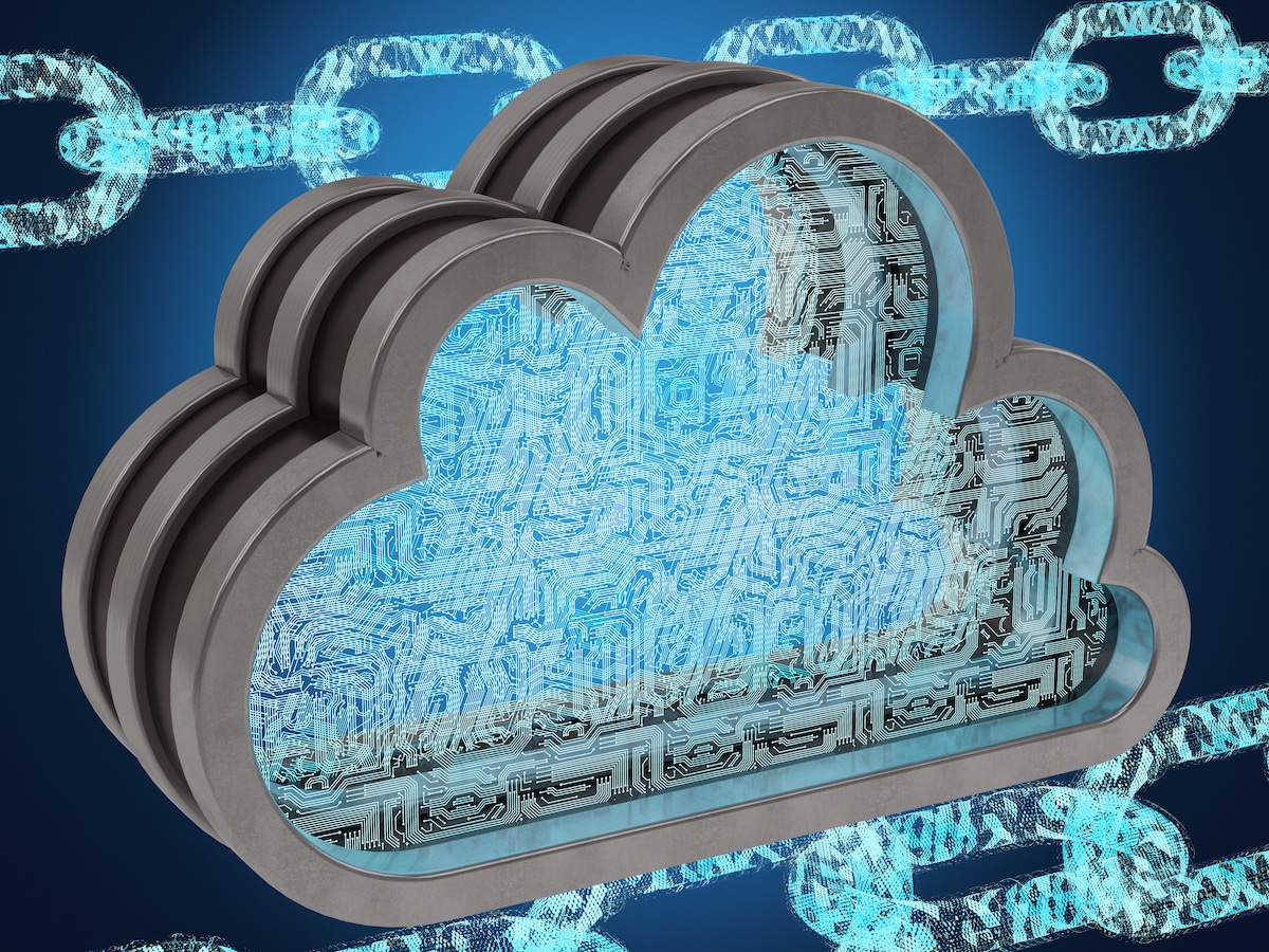 Cloud Security and Technology Concept with Abstract Chains.