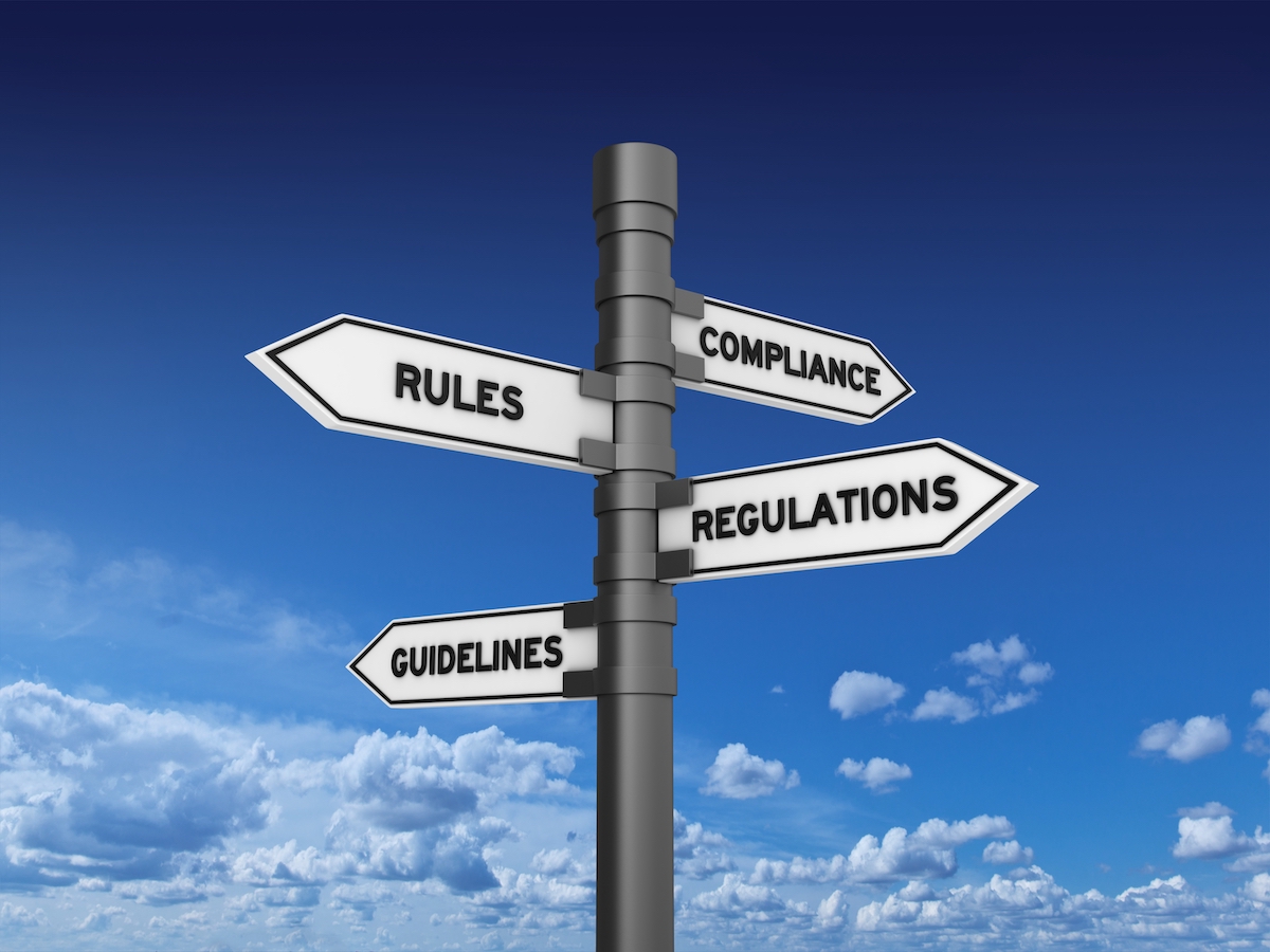 Cloud COMPLIANCE RULES REGULATIONS GUIDELINES Directional Sign