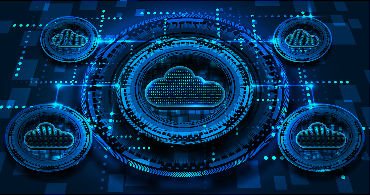 cloud computing. Multiple cloud symbol vector illustration, demonstrating Azure Backup.